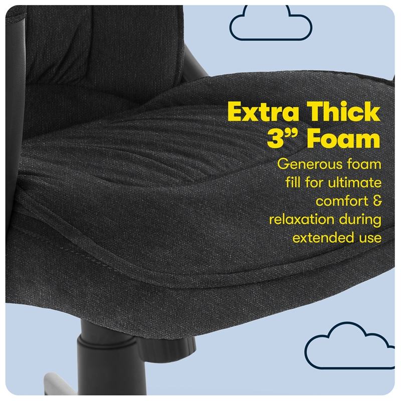 Serta Hannah Microfiber Office Chair with Headrest Pillow Charcoal Gray