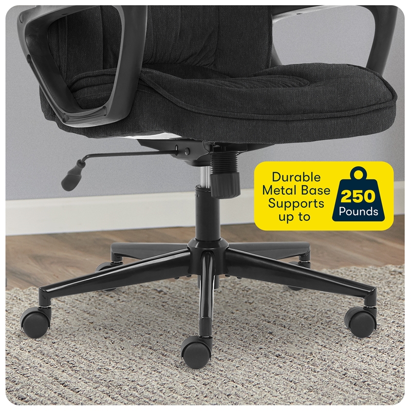 Serta Hannah Microfiber Office Chair with Headrest Pillow Charcoal Gray