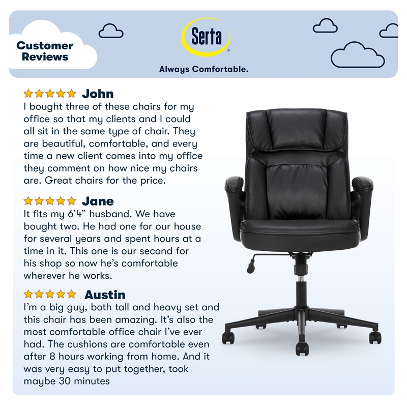 Serta Hannah Office Chair Black Bonded Leather