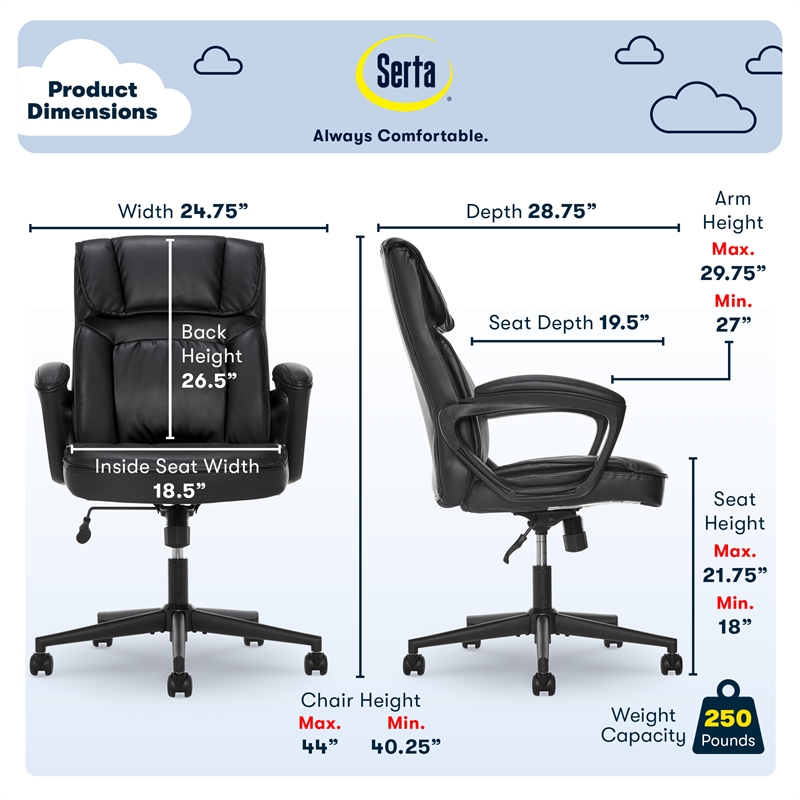 Serta Hannah Office Chair Black Bonded Leather