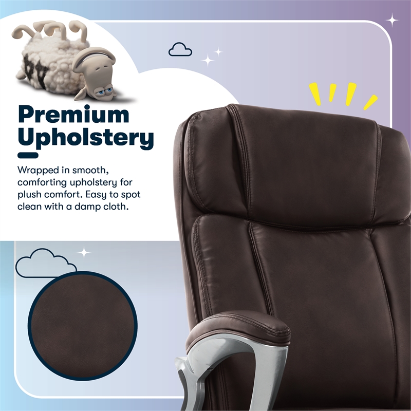 Serta Fairbanks Big and Tall Executive Office Chair Chestnut Bonded Leather