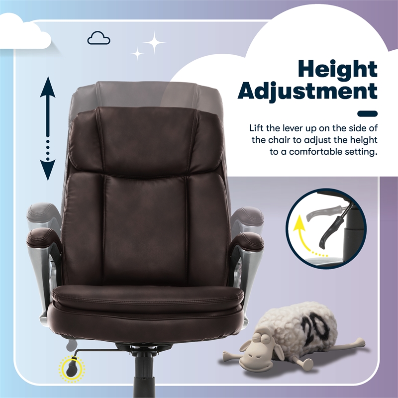 Serta Fairbanks Big and Tall Executive Office Chair Chestnut Bonded Leather