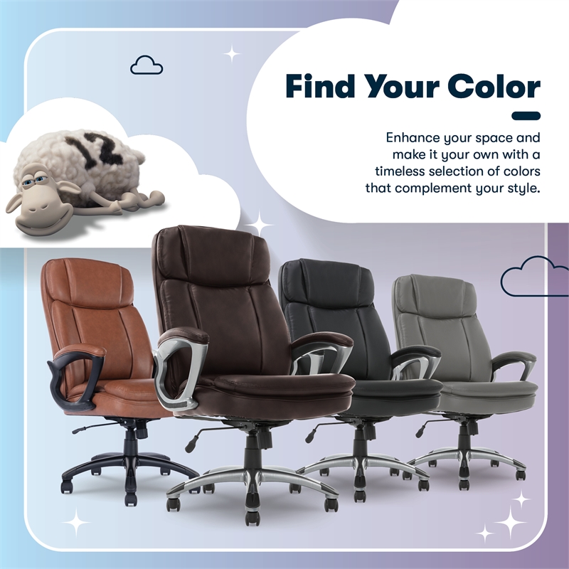 Serta Fairbanks Big and Tall Executive Office Chair Chestnut Bonded Leather