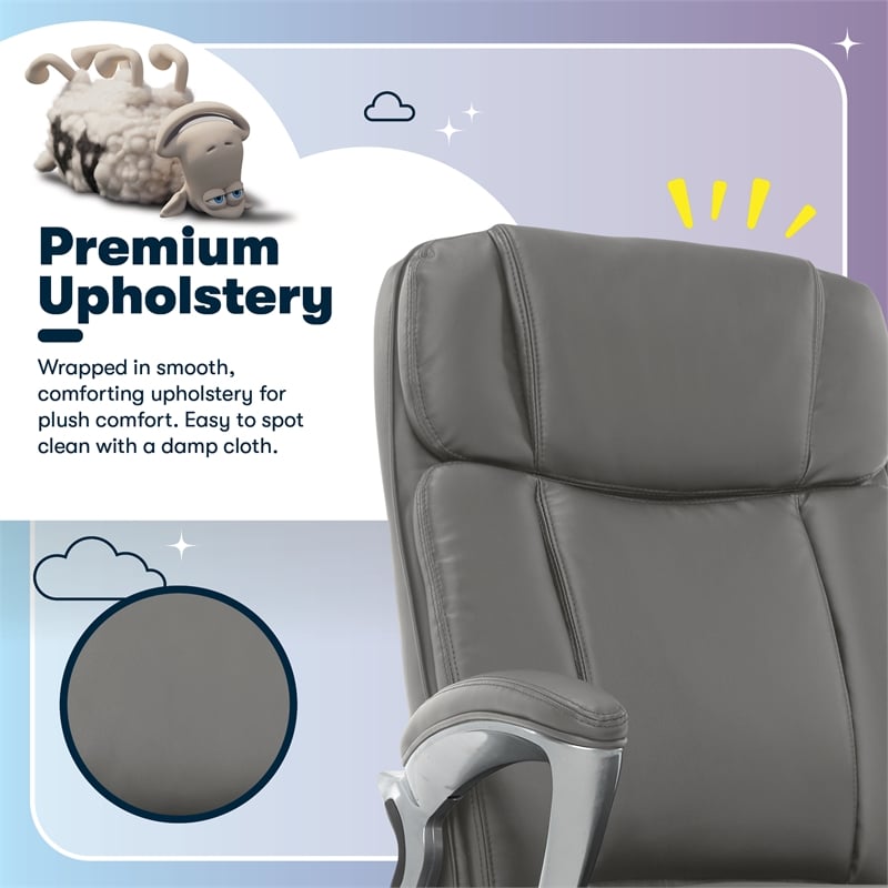 Serta Fairbanks Big and Tall Executive Office Chair Gray Bonded Leather