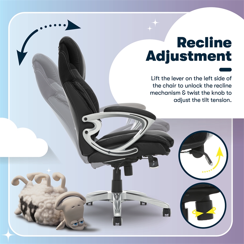 Serta Bryce Office Chair Patented AIR Lumbar Technology Bonded Leather Black