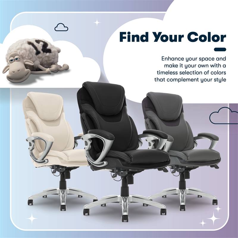 Serta Bryce Office Chair Patented AIR Lumbar Technology Bonded Leather Black