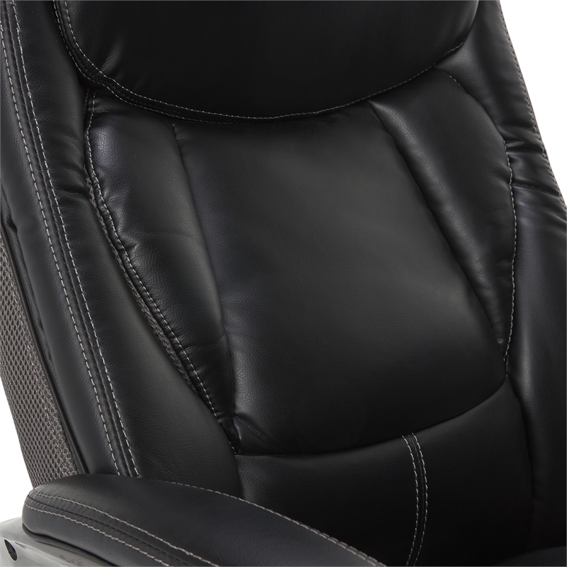 Serta Lautner Executive Office Chair Black Bonded Leather and Gray Mesh