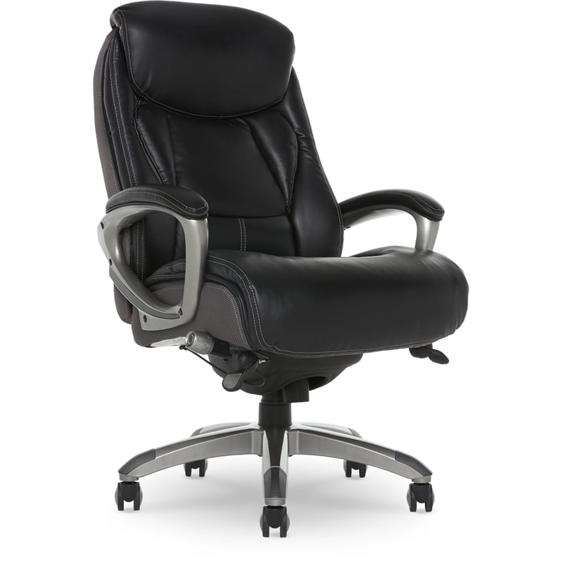 Serta Lautner Executive Office Chair Black Bonded Leather and Gray Mesh