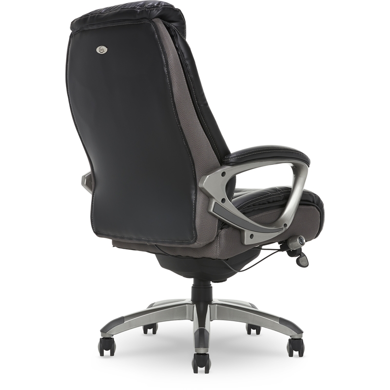 Serta Lautner Executive Office Chair Black Bonded Leather and Gray Mesh