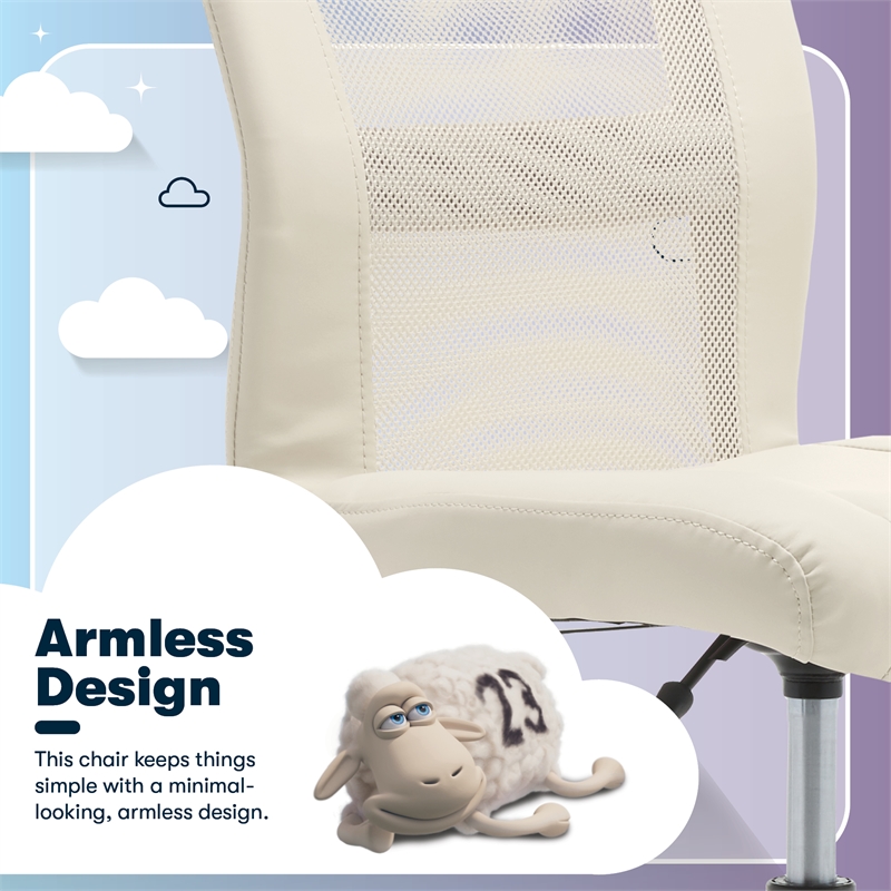Serta Essential Armless Desk Chair with Breathable Lightweight Mesh Back Cream