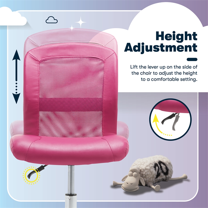 Serta Essential Armless Desk Chair with Breathable Lightweight Mesh Back Pink