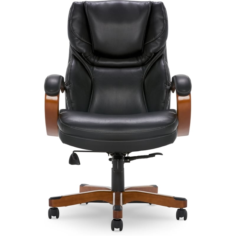 Serta Conway Big and Tall Executive Office Chair with Wood Accents Black