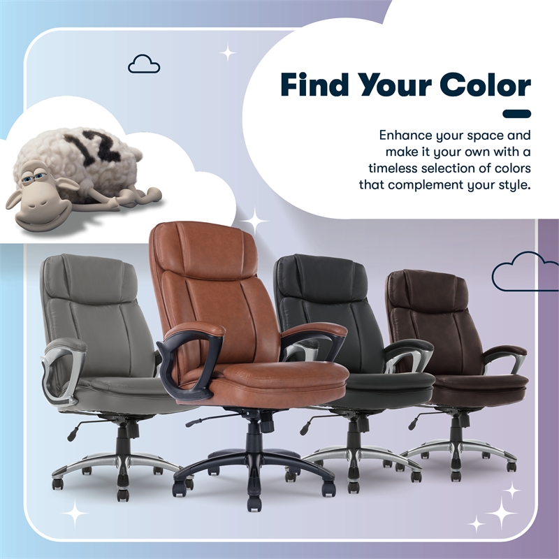 Serta Fairbanks Big and Tall Executive Office Chair Cognac Bonded Leather
