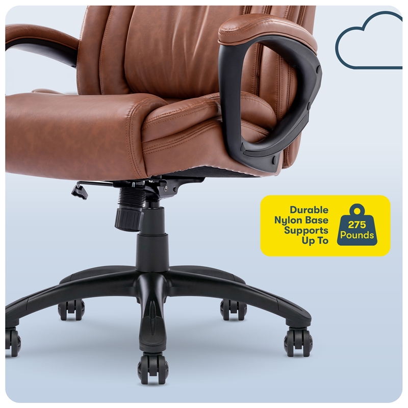 Serta Garret Executive Office Chair Cognac Bonded Leather