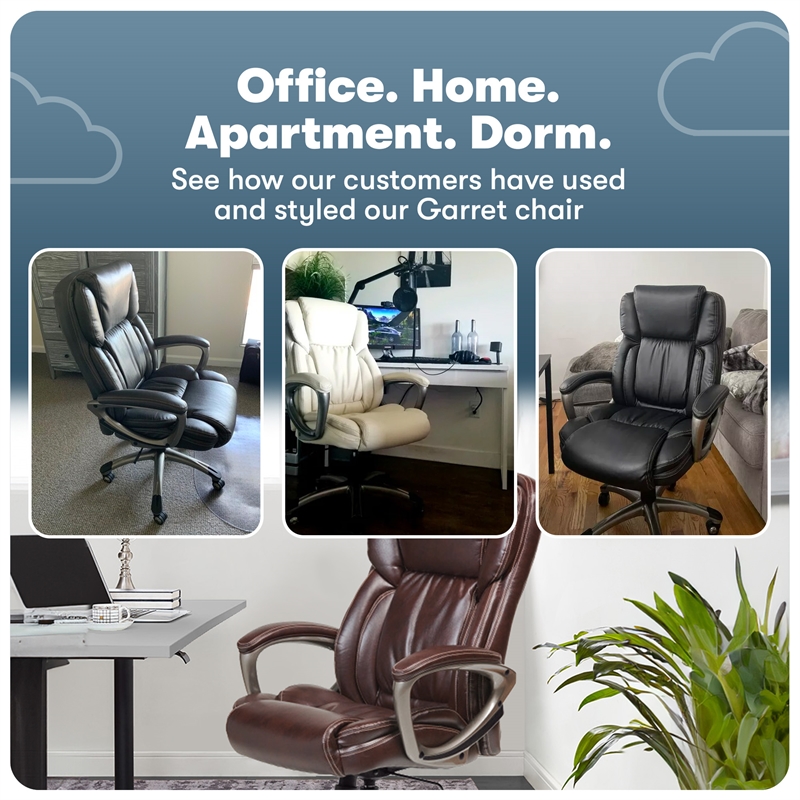 Serta Garret Executive Office Chair Space Black Bonded Leather