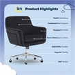 Serta Ashleigh Modern Office Chair Diamond-Tufted Design Black Velvet Fabric