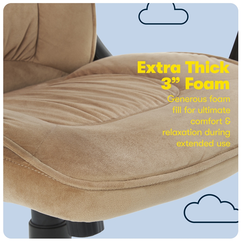 Serta Hannah Microfiber Office Chair with Headrest Pillow Plush Beige
