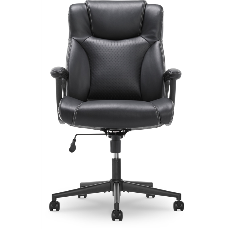 Serta Connor Modern Bonded Faux Leather Office Chair with Casters in Black