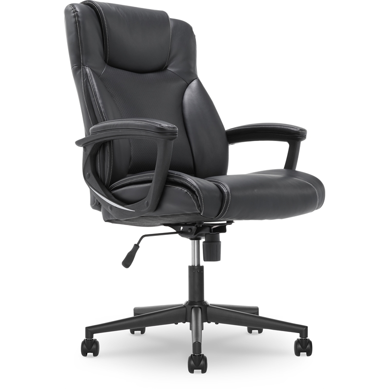 Serta Connor Modern Bonded Faux Leather Office Chair with Casters in Black