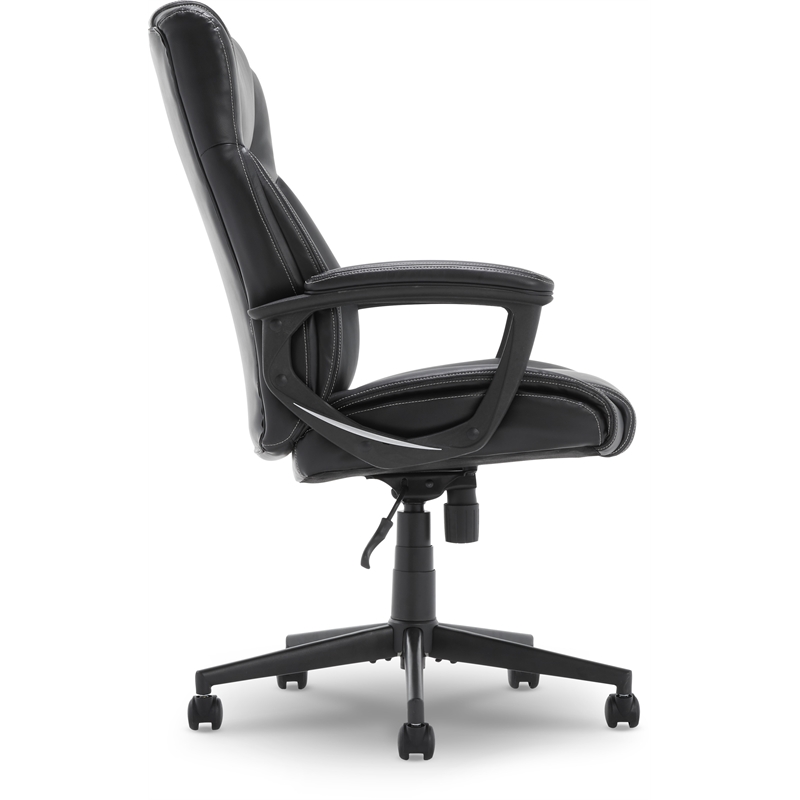 Serta Connor Modern Bonded Faux Leather Office Chair with Casters in Black