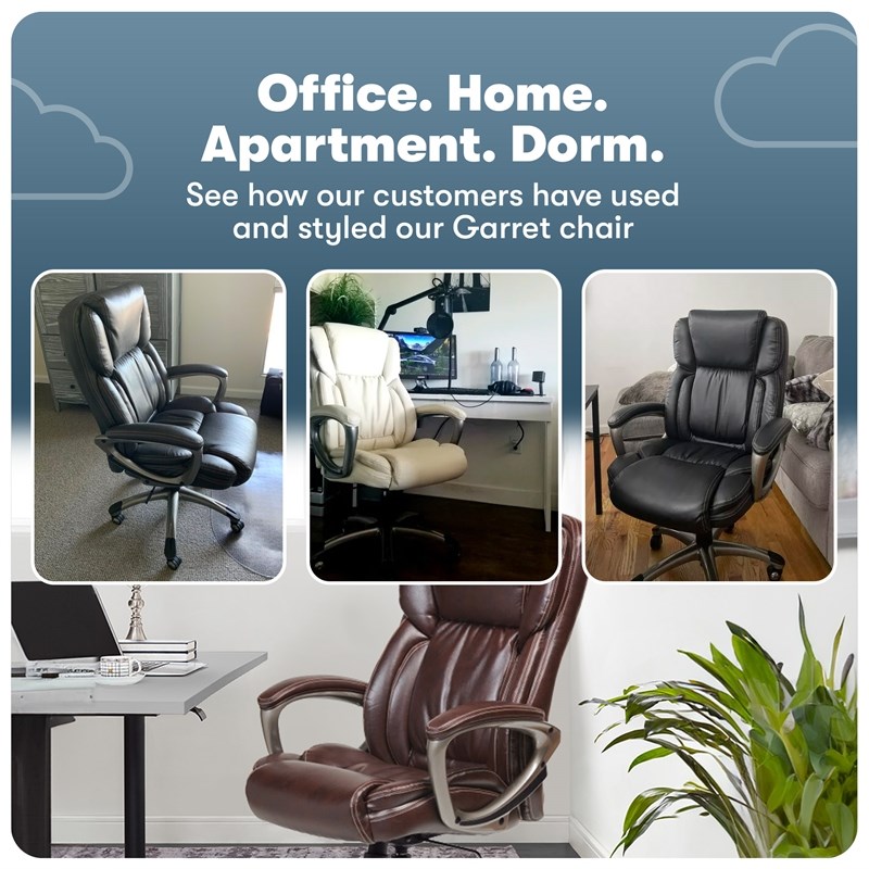 Serta Garret Ergonomic Executive Office Chair Bonded Leather Brown