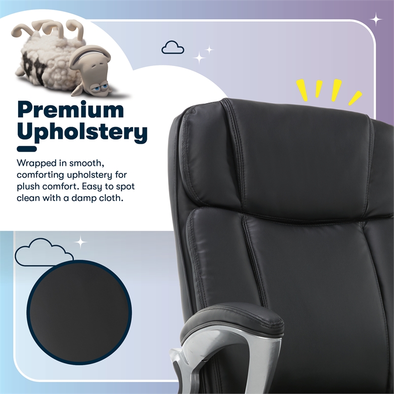 Serta Fairbanks Big and Tall Executive Office Chair Black Bonded Leather