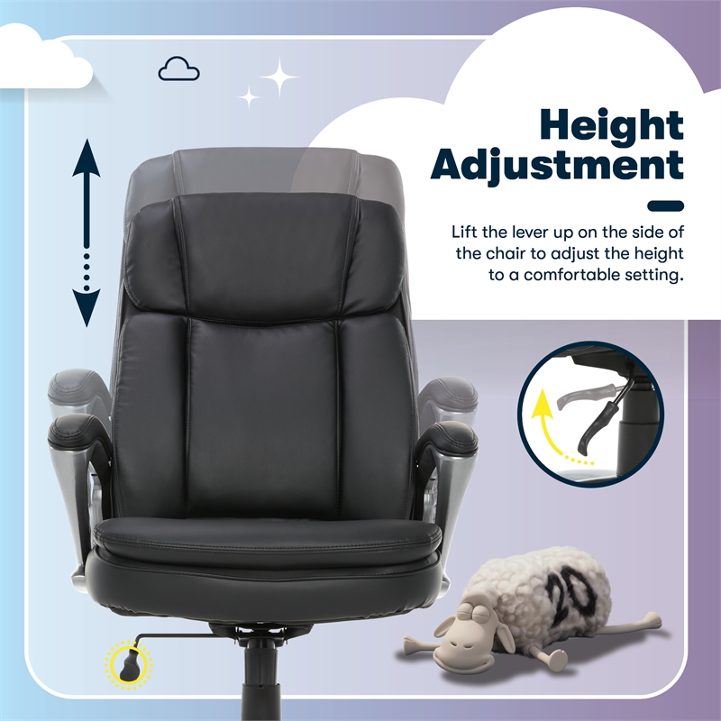 Serta Fairbanks Big and Tall Executive Office Chair Black Bonded Leather