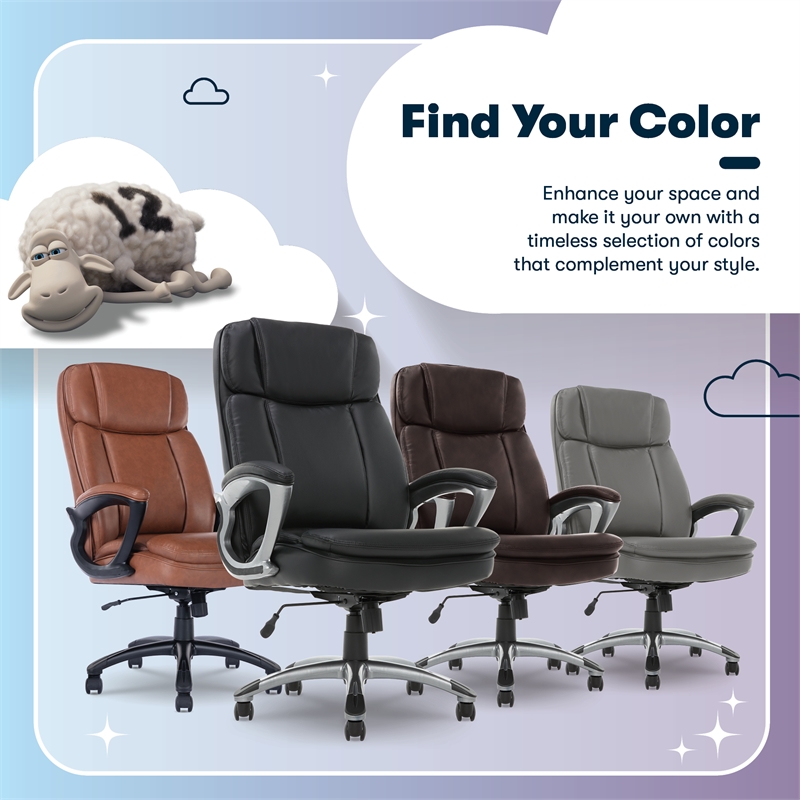 Serta Fairbanks Big and Tall Executive Office Chair Black Bonded Leather