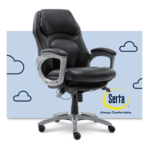 Serta Delvin Wellness by Design Executive Office Chair Bonded Leather Black