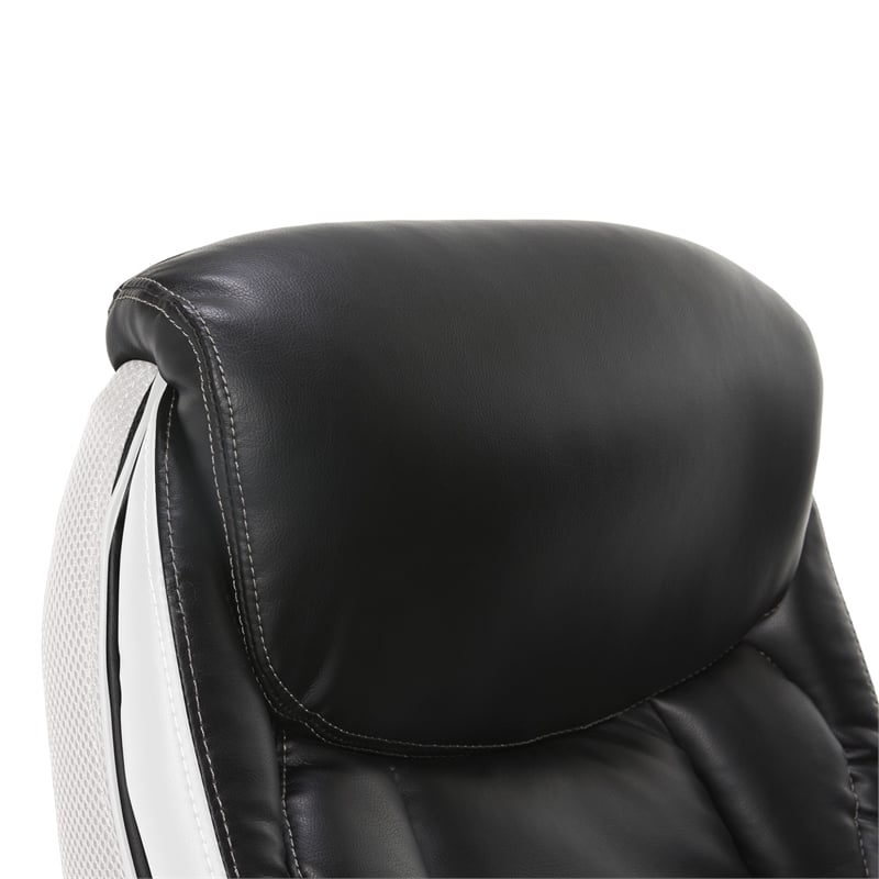 Serta Lautner Executive Office Chair Black Bonded Faux Leather and White Mesh
