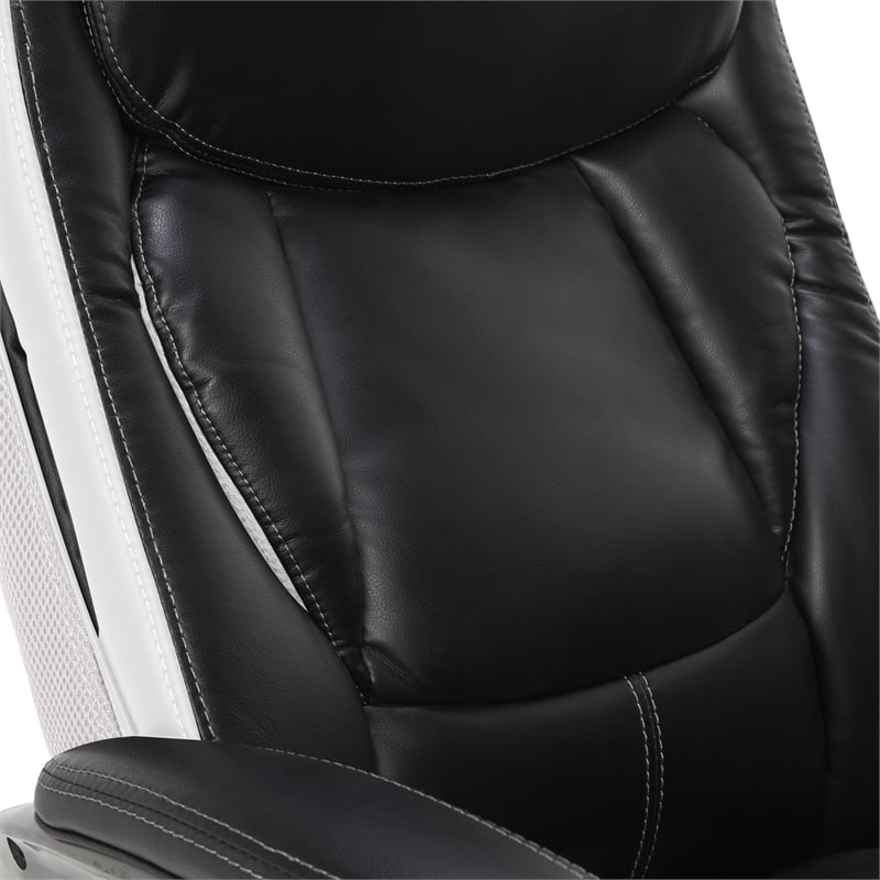 Serta Lautner Executive Office Chair Black Bonded Faux Leather and White Mesh