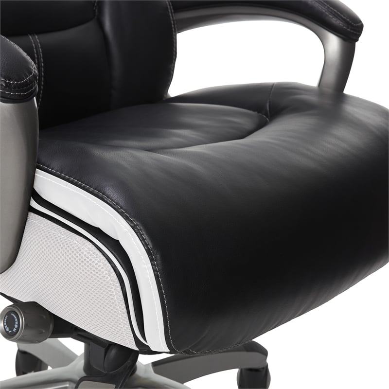 Serta Lautner Executive Office Chair Black Bonded Faux Leather and White Mesh