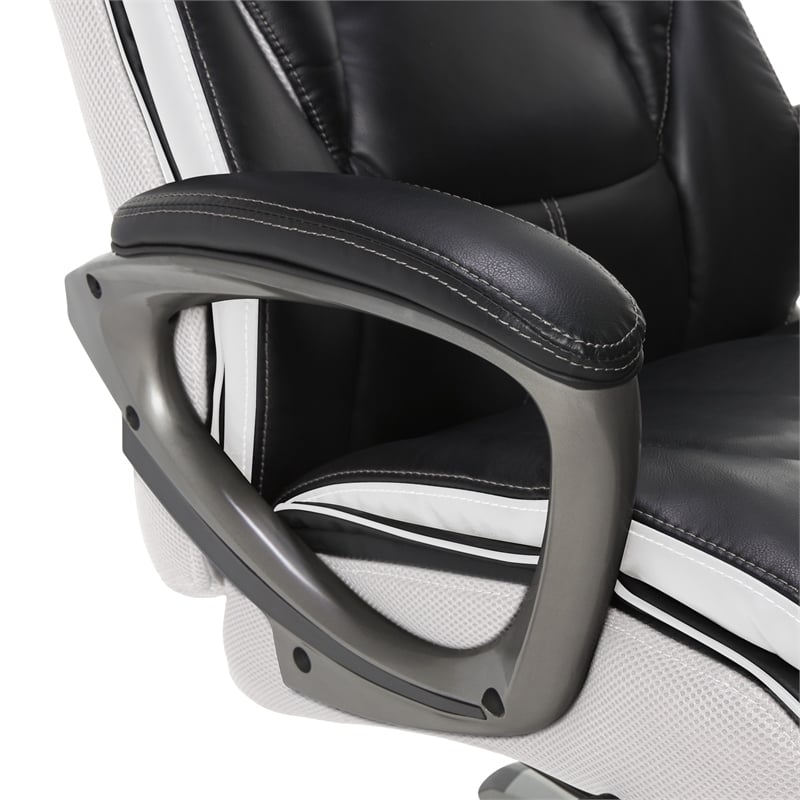Serta Lautner Executive Office Chair Black Bonded Faux Leather and White Mesh