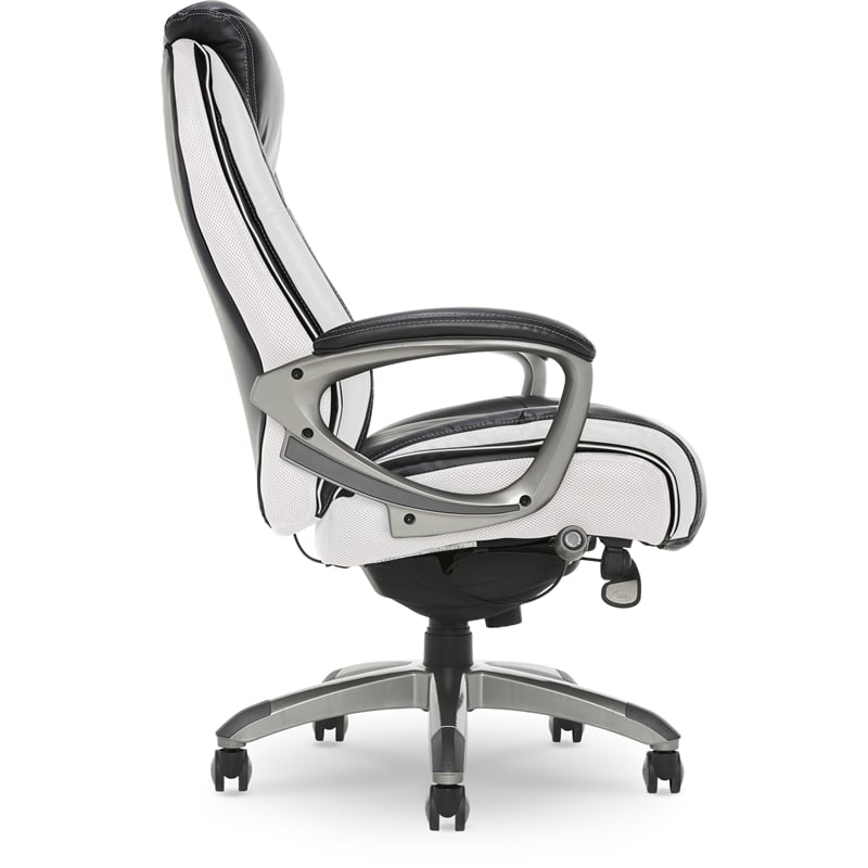 Serta Lautner Executive Office Chair Black Bonded Faux Leather and White Mesh