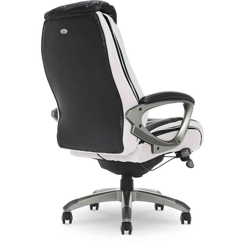 Serta Lautner Executive Office Chair Black Bonded Faux Leather and White Mesh