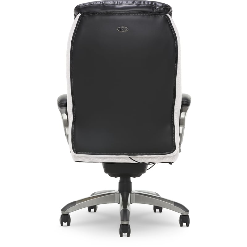 Serta Lautner Executive Office Chair Black Bonded Faux Leather and White Mesh