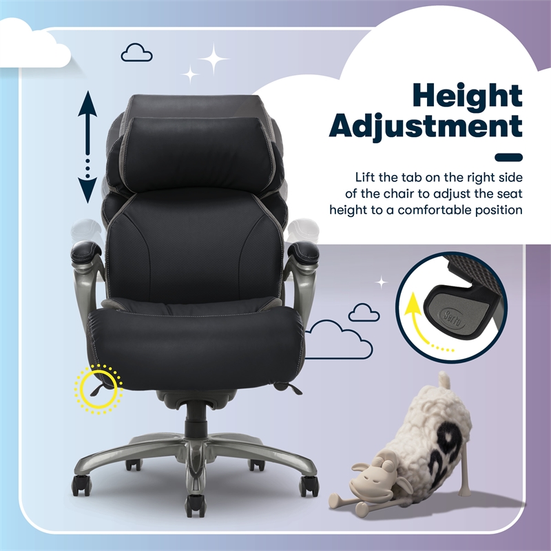 Serta Jackson Big and Tall Faux Leather Executive Office Chair in Black