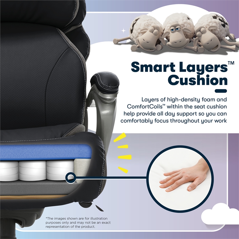 Serta Jackson Big and Tall Faux Leather Executive Office Chair in Black