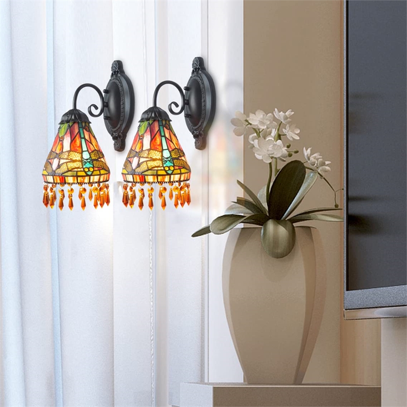 Dale Tiffany Metal & Art Glass Wall Sconce in Antique Bronze/Amber Orange