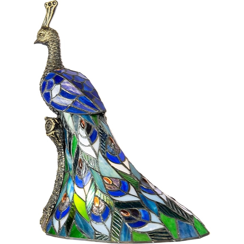 Dale Tiffany 1-Light Resin & Art Glass Accent Lamp in Bronze/Blue