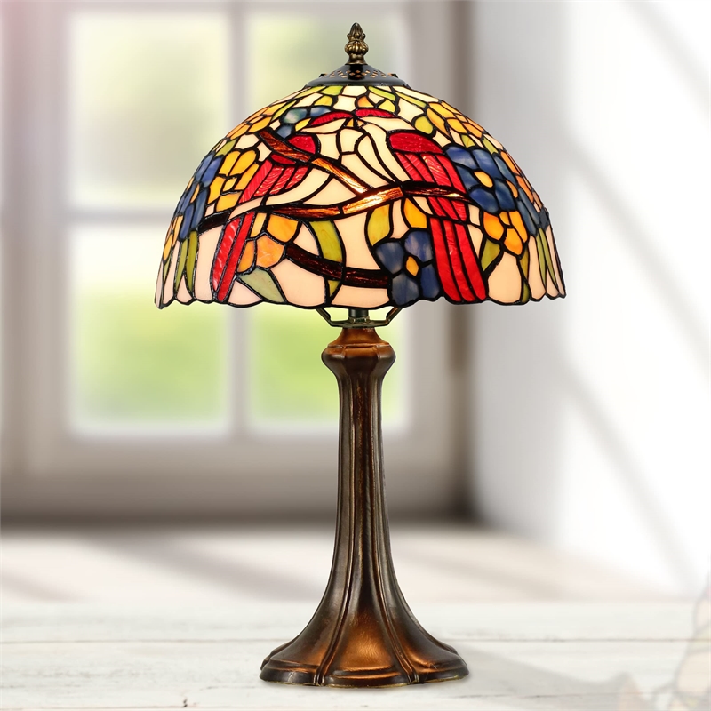 Dale Tiffany 1-Light Metal & Art Glass Table Lamp in Antique Bronze/Yellow
