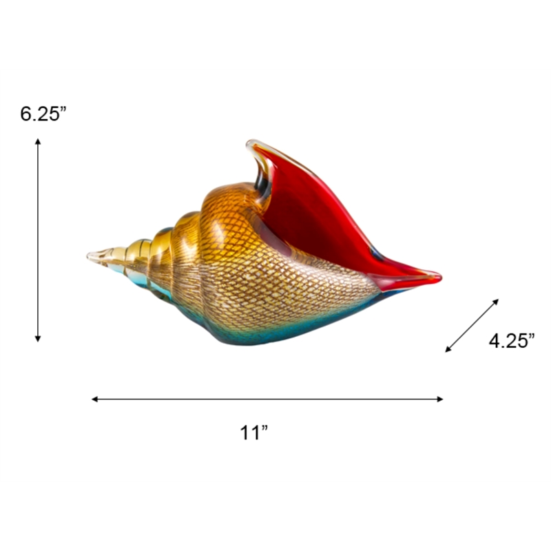 Dale Tiffany Oceanside Seashell Art Glass Figurine in Red/Gold