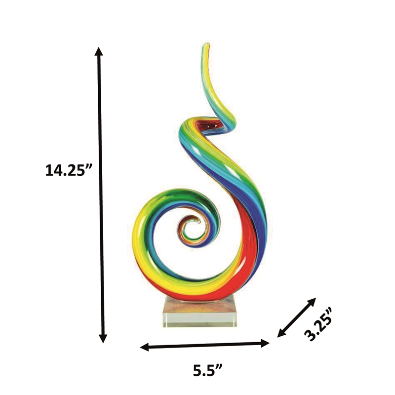 Handcrafted Art Glass Sculpture in Rainbow Spiral