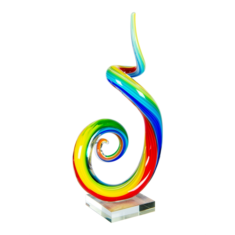 Handcrafted Art Glass Sculpture in Rainbow Spiral