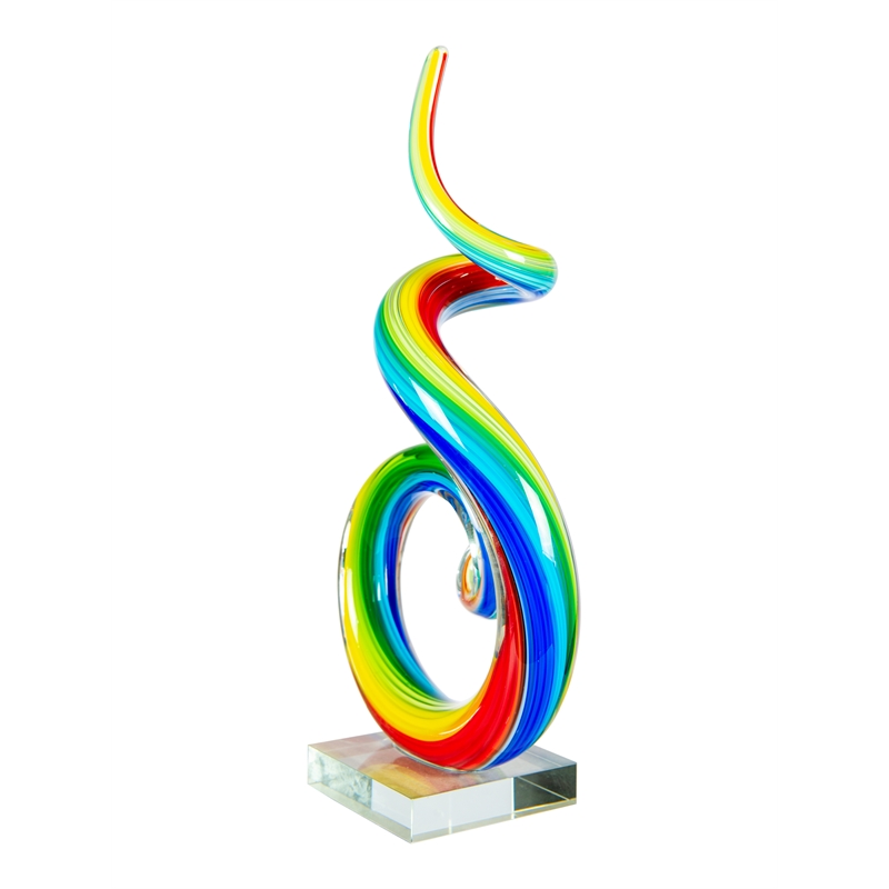 Handcrafted Art Glass Sculpture in Rainbow Spiral