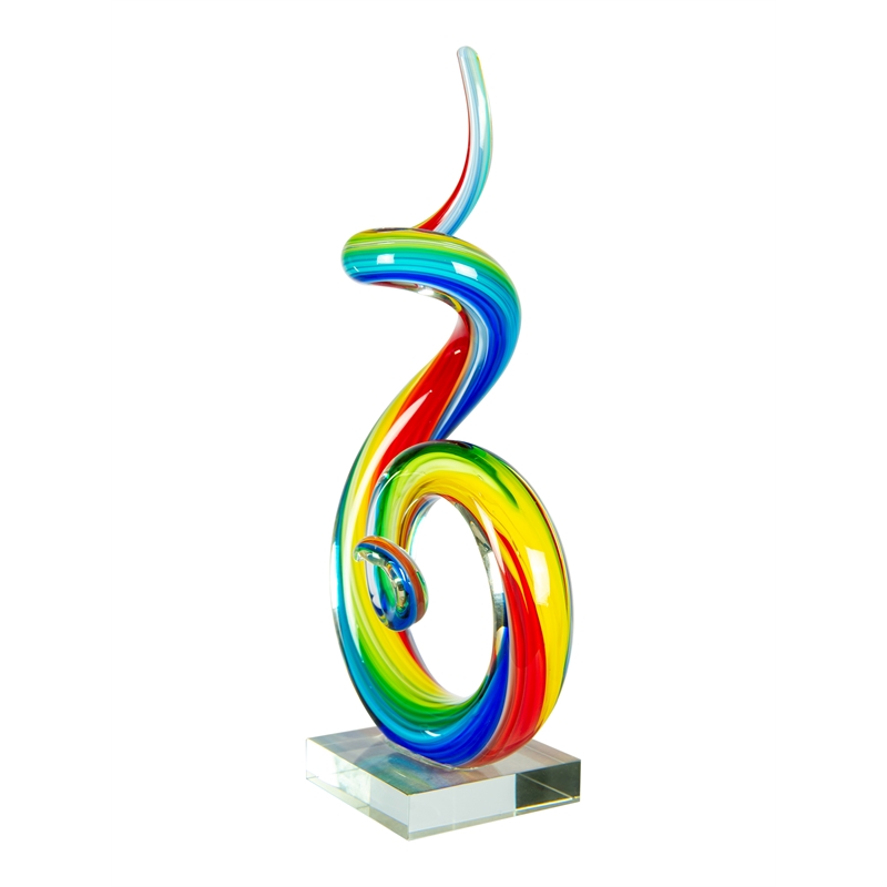 Handcrafted Art Glass Sculpture in Rainbow Spiral