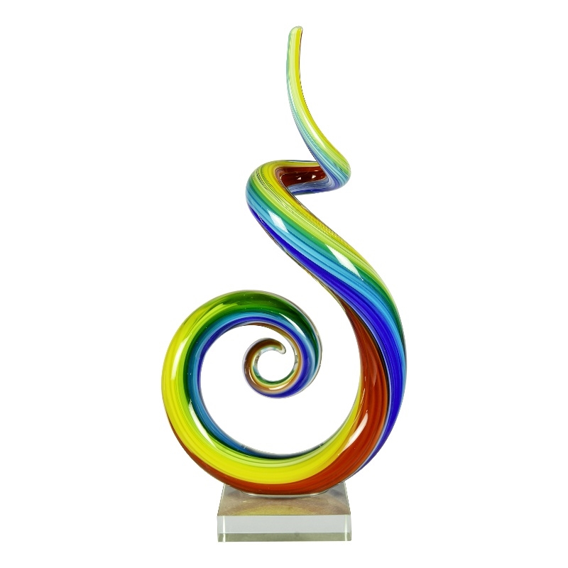Handcrafted Art Glass Sculpture in Rainbow Spiral