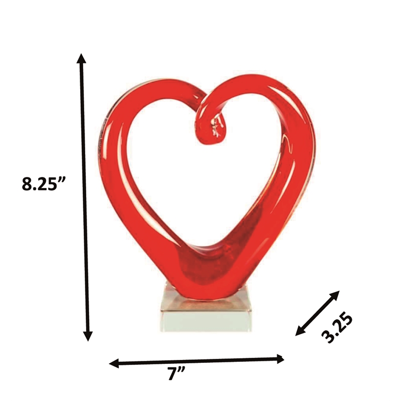 Dale Tiffany Handcrafted Art Glass Sculpture in Ruby Heart
