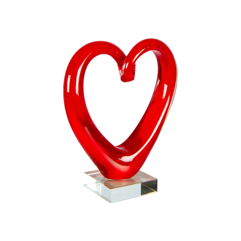 Dale Tiffany Handcrafted Art Glass Sculpture in Ruby Heart