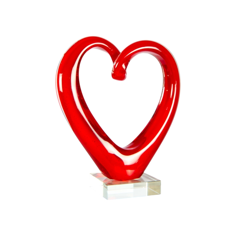Dale Tiffany Handcrafted Art Glass Sculpture in Ruby Heart